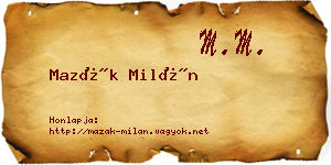 Mazák Milán névjegykártya